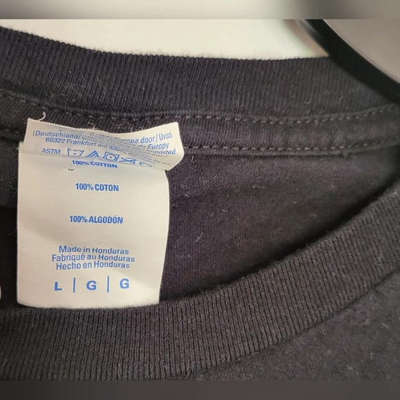 Port & Company Ring Spun 100% Cotton Black Long Sleeve RBG Crewneck Tee, Size L - Picture 4 of 6